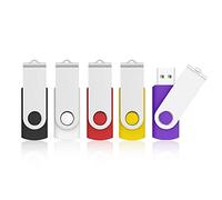 KOOTION Memoria USB, 5 Piezas Pendrives USB 64 GB Ligero Pequeño y Práctico USB Stick Flash USB 2.0 Lote Pendrive 64GB para Ordenador/TV/Coche/Player, ect-(Negro, Blanco, Rojo, Amarillo, Morado)