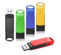 KOOTION Memoria USB 64GB 5 Unidades USB 3.0 Pen Drive Ligero Pequeño y Práctico Lote Pendrive 64GB de 360° con Tapa Metálica Colorido Mini Pendrive para Ordenador/TV/Coche/Player, ect