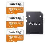 KOOTION - Pack de 3 tarjetas micro SD de 256 GB con UHS-I, U3, V30, A1, tarjeta TF de alta velocidad de 90 MB por segundo para grabación 4K con adaptador