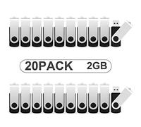KOOTION Pendrives 2GB 2.0 USB Memorias 2GB 20 Piezas Pen Drive USB 2.0 Flash Drive 2 Gigas Lote Pincho USB Pen Stick Pack de 20 Unidades, Negros