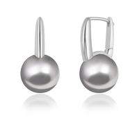 KOOUNUATA 12MM gris redondo concha perla gota colgar pendientes platino chapado palanca aros para las mujeres minimalista simulado perla joyería