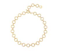 KOOUNUATA 18K chapado en oro grueso redondo abierto círculo enlace cadena collar de gargantilla para las mujeres joyería de capa ajustable 14 "~ 18"