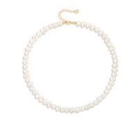 KOOUNUATA Choker de Perlas Barrocas - Collar ajustable de perlas cultivadas blancas con detalles dorados. Elegancia natural.