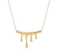 KOOUNUATA Colgante de líquido para mujer, collar irregular de forma de lágrima plateado en oro de 18K estilo Y2K, collar de declaración ajustable