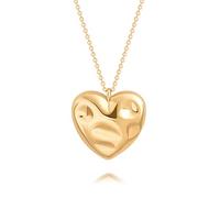 KOOUNUATA colgante en forma corazón grande oro largo 18k collar suéter otoño