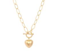 KOOUNUATA Collar colgante de amor femenino de 18 kg de oro exquisito collar de cadena elíptica en capas collar largo con cerradura de cambio hecho a mano joyas de 20 pulgadas