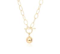 KOOUNUATA Collar de cadena gruesa de mujer de oro de 18 k y colgante de bola armoniosa con botones y regalos de joyería de 20 pulgadas