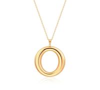 KOOUNUATA Collar de círculo karma grueso chapado en oro de 18K para mujeres, collar de cadena larga delicado, collar para suéter 27.5"