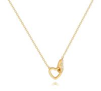 KOOUNUATA Collar de colgante de amor en forma de corazón doble con cerradura dorada de 18k exquisito collar de mujer en capas de cadena de oro