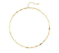 KOOUNUATA Collar de cruz chapado en oro de 18 quilates para mujeres, cadena de oro ajustable Choker, collar de encanto cristiano
