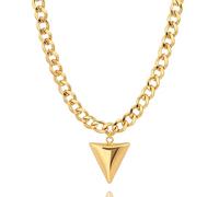 KOOUNUATA Collar de pendientes de cono triangular de oro 18k, collar de oro grueso con cadena cubana ajustable como regalo para mujeres