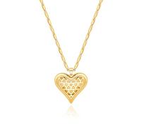 KOOUNUATA Collar femenino con colgante de corazón hueco de oro esponjoso de 18k collar ajustable de cadena corta joyería estratificada a mano