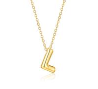 KOOUNUATA Collar Letra L Burbuja en Oro 18K, diseño inflable tipo globo, inicial personalizada, cadena de 16 pulgadas.