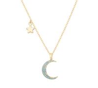 KOOUNUATA Collar turquesa con colgante media luna Cadena dorada de 16 pulgadas (40 cm) con delicado colgante en forma de media luna y estrellas Diseño bohemio ideal para looks estratificados