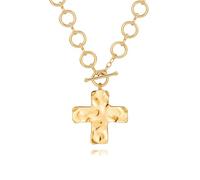 KOOUNUATA Delicado collar con colgante de oro de 18 quilates, cadena de eslabones geométricos minimalista, hecho a mano, joyería para mujeres y niñas, Chapado en oro, Sin piedra preciosa
