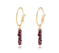 KOOUNUATA Gold Huggie Hoop Drop Pendientes de cuelga Granate Beads Pendientes de piedra preciosa Boho Joyería ligera hecha a mano para mujeres