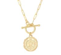 KOOUNUATA Medalla colgante de oro de 18 k monedas colgantes collar colgante de Cruz minimalista malvada protección joyas religiosas Mujeres Católicas