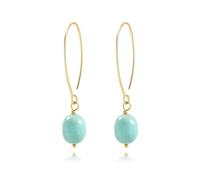 KOOUNUATA Pendientes colgantes de turquesa pendientes colgantes de dama de moda Bohemia de oro de 18 k