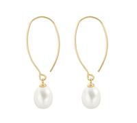 KOOUNUATA Pendientes colgantes largos de oro de 18k pendientes delicados y ligeros de perlas de Concha pendientes de mujer colgantes