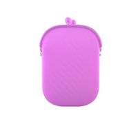 KoovDem Bolsa de cosméticos impermeable de silicona vintage con cremallera suave, monedero portátil de color macarrón y organizador cuadrado de llaves de identificación (morado)