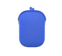 KoovDem Bolsa de cosméticos impermeable de silicona vintage con cremallera suave, monedero portátil de color macarrón y organizador cuadrado de llaves de identificación (azul)