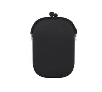 KoovDem Bolsa de cosméticos impermeable de silicona vintage con cremallera suave, monedero portátil de color macarrón y organizador cuadrado de llaves de identificación (negro)