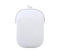 KoovDem Bolsa de cosméticos impermeable de silicona vintage con cremallera suave, monedero portátil de color macarrón y organizador cuadrado de llaves de identificación (blanco)