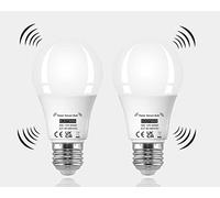 KOOYWAN Lámpara LED con sensor de movimiento 12W E27 6000K Blanco Frio con sensor crepuscular 2 piezas