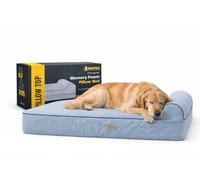 KOPEKS - Cama Extra Grande para Perros Mascotas con Memoria Viscoelástica Ortopédico 127 x 85 x 18 cm más la Almohada, Gris, XL