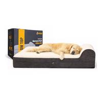 KOPEKS - Cama para Perro Ortopédica con Espuma Viscoelástica y Almohada (Incluye Funda Lavable e Impermeable) XL - Marrón con Felpa