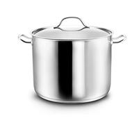 KOPF Olla Gigantos, Ø 24 cm, 9 litros, inducción, plateado, acero inox | Olla grande con tapa de acero inox | Cacerola con práctico borde vertedor | Para todo tipo de cocinas | Horno y lavavajillas
