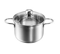 KOPF Olla Josie, Ø 24 cm, 6 litros, plateado, inducción, acero inox | Cacerola con tapa | Para todo tipo de cocinas |Práctica escala de litros | Olla grande apta para horno y lavavajillas