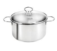 KOPF Olla Merkur, Ø 24 cm, 4 litros, plateado, inducción, acero inox | Cacerola con tapa | Para todo tipo de cocinas |Práctica escala de litros | Olla grande apta para horno y lavavajillas