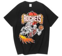 KOPHUUTR Round Neck T-Shirt with Rockets for Men,Printed t-Shirt with Letter,Graphic T-Shirts