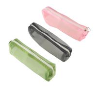 Kopida Bolsas de malla para bolígrafos, paquete de 3 bolsas de malla con cremallera, estuche organizador transparente colorido para artículos de oficina, cosméticos, accesorios de viaje