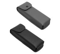 Kopida Funda de piel sintética para gafas con trabilla para cinturón, paquete de 2 bolsas verticales para gafas, caja vintage para gafas de sol semirrígida portátil, negro, gris, talla única