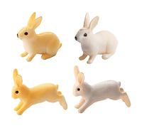 Kopida Juego de 4 adornos en miniatura de conejo, figuras de animales de liebre en miniatura de resina, manualidades, mini conejito de hadas para jardín, mini accesorios de adorno de bricolaje