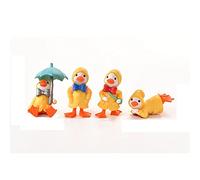 Kopida Juego de 4 mini figuras de pato paraguas impermeable pato de dibujos animados patitos amarillos para figuras de granja, musgo, paisaje, decoración de jardín