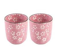Kopida Romántica taza de té de cerámica con flores rosadas, taza japonesa de 192.8 g, diseño de rama de flores florecientes, juego de tazas de té, taza de café, regalo, 2 unidades