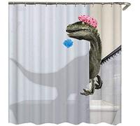Kopinma Cortina de Ducha Impermeable con Estampado de Dinosaurios, Resistente al, 180 x 180 cm, Incluye