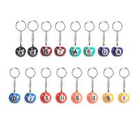 Kopinma Juego de 16 llaveros de billar de colores, minillaveros con modelos de billar y ocho pelotas, accesorios de alta calidad para los entusiastas del billar