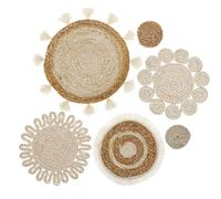 Kopinma Juego de decoración de cesta de pared, 6 unidades de mimbre hecho a mano, cestas planas para colgar en la pared, decoración para decoración de pared, cestas de pared con