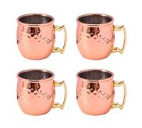 Kopinma Mini tazas de acero inoxidable de 56.7 g para espresso, tazas chapadas en cobre, juego de 4