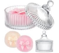 Kopinma Pack de 3 recipientes grandes de para el cuerpo, de polvo con de polvo, recipiente para polvo con burbuja suave, juego de lata de cristal para regalo de cumpleaños, boda, San