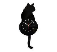Kopinma Reloj de pared de péndulo de gato negro, reloj de gato con cola móvil, columpio de gato, divertidos relojes de pared caprichosos fáciles de instalar y fáciles de usar