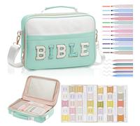 KOPKOFT Funda para la Biblia para mujer, funda grande de piel de felpilla con accesorios de estudio bíblico, suministros de estudio bíblico, kit de diario bíblico, regalo cristiano de Navidad para