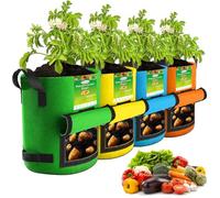 kopotma 4 Paquetes de Bolsas de Cultivo de Patatas Coloridas, Bolsas de Cultivo de Patatas Resistentes de 10 galones con Solapa, Bolsas de Patatas para Cultivar Patatas, maceteros, contenedores de CU