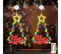 kopotma - Luces LED de árbol de Navidad, decoración de ventana de árbol de Navidad, luces colgantes de ventana de pared para interiores y exteriores, jardín, decoración del hogar, S, 2 paquetes