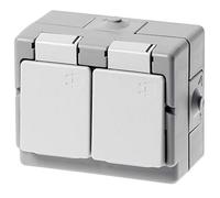 EL FR SKDO 2 W - Toma de corriente con puesta a tierra, IP44, doble, horizontal