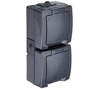 Kopp 136915009 Nautic 2 enchufes protección de Contacto (Superficie con Tapa, para entornos húmedos, 250 V (10 A), IP44, Montaje Vertical), Color Gris, Antracita